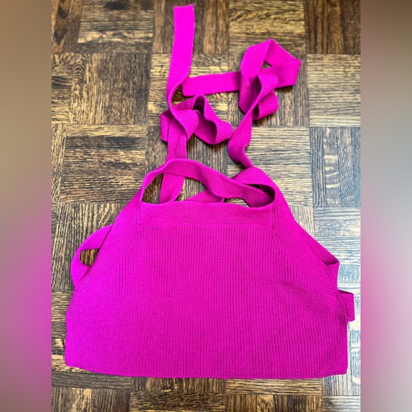 Aritzia Tops - Aritzia Wilfred Cayenne Halter Knit Top in Berry